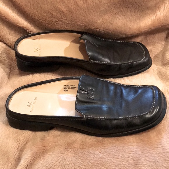 Anne Klein Shoes - Anne Klein AK Leather Flats - Slides - Mules